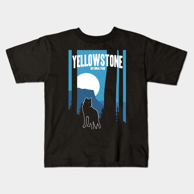 Best Retro Yellowstone National Park Design Apparel Kids T-Shirt by Terrybogard97